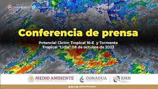 Conferencia de Prensa Potencial Ciclón Tropical 16E y Tormenta Tropical quotLidiaquot [upl. by Eniluqcaj]