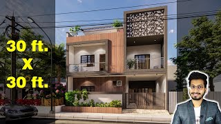 30X30 Feet House Design 3D  100 Gaj  900 sqft  3030 house design  9X9 Meter  DV Studio [upl. by Jobye704]