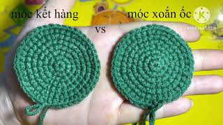 dạy móc len cơ bản phân biệt móc kết hàng và móc xoắn ốc cho người mới spiral crochetrow crochet [upl. by Eltsirk]