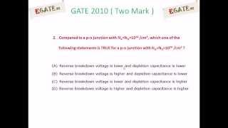 Problem on Transition capacitance and breakdown voltage  GATE 2010 Solved paper Electron Devices [upl. by Akirahs]