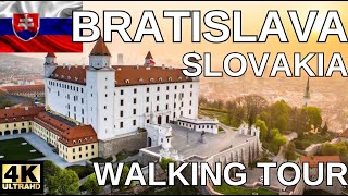 Bratislava Slovakia 4KUHD  Castle and City Center Walking Tour  with Subtitles [upl. by Urissa]