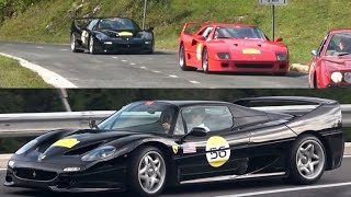 Ferrari F40 BURNOUT amp Black Ferrari F50 Aftermarket Exhaust Sound [upl. by Anikes]