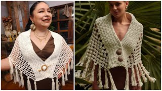 Poncho  Chal  Capita LUPITA A CROCHET [upl. by Seys]