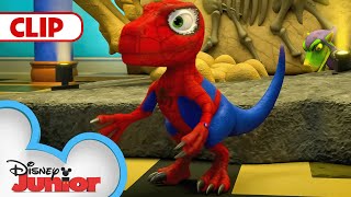 Spidey Becomes a Dinosaur 🦖  Marvels Spidey and his Amazing Friends  disneyjr [upl. by Alegnave]