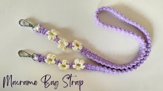 Macrame Bag Strap Daisy  Macrame Flower Pattern Tutorial  Tali Tas Macrame [upl. by Rehpoitsirhc]