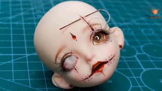 All Process  DIY  BJD Faceups stoties  Repainting Dolls  Doll Makeup  L2029 [upl. by Magdaia]