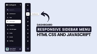 Responsive Side Navigation Bar in HTML CSS And JavaScript  Dashboard Sidebar Menu [upl. by Roslyn169]