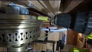 Installing Ceiling Fans Downstairs  Part 4 1992 42quot Hampton Bay Hugger in Antique Brass [upl. by Lacefield]