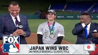 Shohei Ohtani talks matchup against Mike Trout and Japans WBC championship victory [upl. by Eurd]