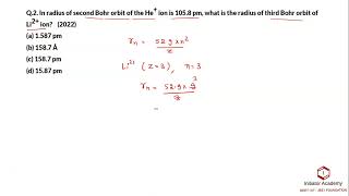 If radius of second Bohr orbit of the He ion is 1058 pm neet2022 [upl. by Schild19]