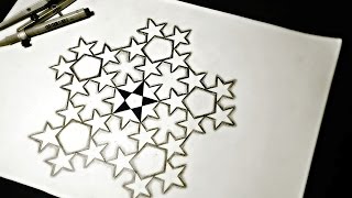 Pentagram Star Pattern ✯ How To Draw 5 Fold Geometric Art  DearingDraws [upl. by Reube]