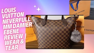 Louis Vuitton Neverfull MM Damier Ebene Review  Wear amp Tear [upl. by Strong]