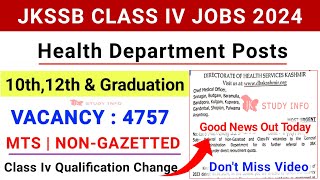 JKSSB Health Department Jobs 2024  Jkssb Class IV Health Department Posts Notice  JKSSB New Posts [upl. by Nosemyaj489]