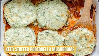 Keto Stuffed Portobello Mushrooms Recipe With Cheese amp Spinach  Blondelish [upl. by Anyrtak122]