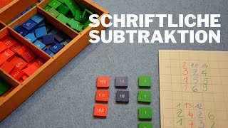 Subtraktion mit dem Markenspiel mit schriftlicher Begleitung [upl. by Aylsworth]