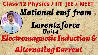 12th Physics Motional emf from Lorentz force Electromagnetic Induction amp Alternating Current Part 14 [upl. by Stickney]