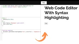 Create Your Own Code Editor With Syntax Highlighting using HTML CSS amp JavaScript [upl. by Joh]