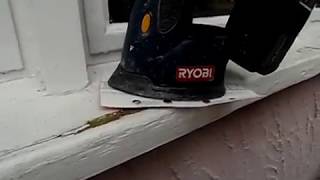 Exterior Window Prep amp Painting Tips sanding with Ryobi 18 volt sander [upl. by Adliw]