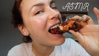 ASMR  Eat with me FRIED CHICKEN  Holiday Loneliness Chat Crunching Mouth Sounds Swallowing [upl. by Hilel]