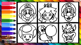 Dibuja y Colorea A Los Personajes De Super Mario 👨👸🏼🍄🐢🦖🌈 Dibujos Para Niños [upl. by Haletta970]