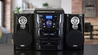 Jensen JMC1250 Bluetooth 3Speed Stereo Turntable 3 CD Changer Music System with Dual Cassette Deck [upl. by Nylitsirk556]