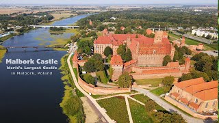 4K Birds view of Malbork Castle Worlds largest Castle UNESCO World Heritage in Malbork Poland [upl. by Ttebroc313]