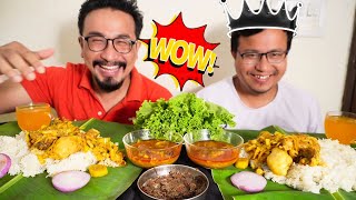 CHICKEN WITH BANANA STEM🔥🔥 EATING CHALLENGE  CHICKEN CURRY MUKBANG MUKBANG WITH MY BROTHER [upl. by Berkshire]