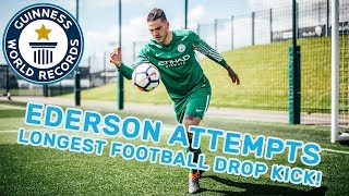 Ederson Longest Football Drop Kick  Guinness World Records [upl. by Trask511]