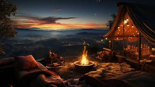 Relaxing Fireplace Sounds  Perfect Sunset Views from a Cozy Observation Point  Resting Area [upl. by Salbu869]