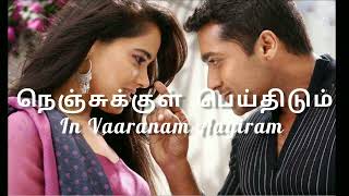 Vaaranam Aayiram  Nenjukkul Peidhidum Karaoke Lyric video [upl. by Adnilab355]