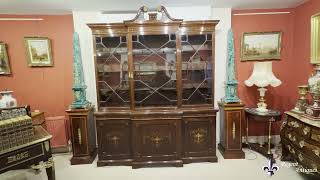 Antique Inlaid Flame Mahogany Breakfront Library Bookcase [upl. by Moselle269]