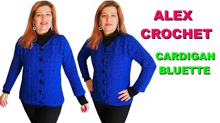 TUTORIAL CARDIGAN UNCINETTO BLUETTE Alex Crochet facile tutte le taglie [upl. by Trisha]