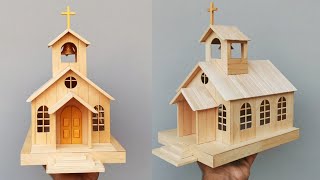 Iglesia Con Palitos De Helado  How To Make A Popsicle Stick Church [upl. by Lesnah103]