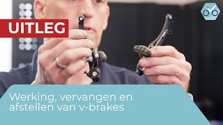 Werking vervangen en afstellen VBrakes en Vbrake remblokken 50 [upl. by Ellekcim]