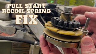 How to fix a pull start recoil spring on an outboard boat motor [upl. by Nnahgaem]