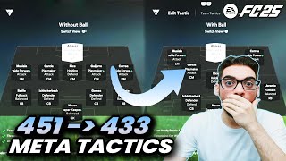 INSANE 451 TO 433 BEST META FORMATION AND CUSTOM TACTICS IN FC 25 ULTIMATE TEAM [upl. by Ynttirb351]