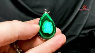 Pendentif chrysocolle malachite véritable  bijou en argent [upl. by Ailemak427]