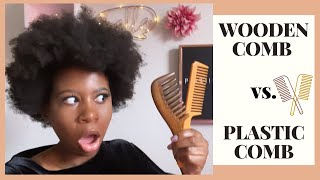 WOODEN COMB vs PLASTIC COMB  DETANGLING TEST WITH THICK NATURAL 4C HAIR [upl. by Noivart859]