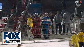 Michael Jordan amp Bubba Wallace inspect the damage of Myatt Sniders terrifying wreck  NASCAR on FOX [upl. by Delos561]