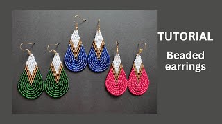 Seed bead earrings tutorial for beginners brick stitch and beaded fringependants diy earrings [upl. by Kreit451]