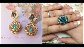 Tutorial Anello Orecchini Swarovski e Superduo quot Paradisequot [upl. by Nirb]