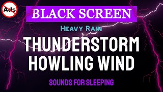 Thunderstorm Howling WIND and Heavy Rain sounds  Black Screen No ADS [upl. by Witt863]