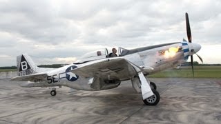 P51 Mustang  Flames on Start Up RollsRoyce Merlin  Flyover [upl. by Saeger846]