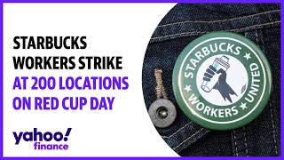 Starbucks workers strike at 200 locations on Red Cup Day [upl. by Skier]