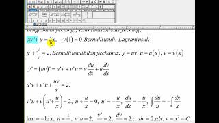 3mavzu amaliyot Chiziqli differensial tenglamalar Bernulli va Lagranj Usullari amaliy [upl. by Ummersen]