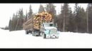 Winter log hauling in northern BC [upl. by Ltsyrk]