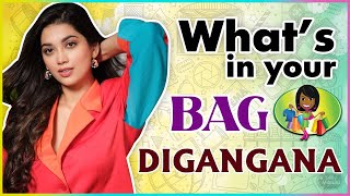 Digangana Suryavanshi Handbag Secret Revealed  What’s In Your Bag  TellyMasala [upl. by Mahsih]