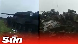 Russian forces seize Ukrainian Leopard II and Bradley tanks on the battlefield [upl. by Nitsur]