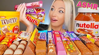 ASMR EATING CHOCOLATE CANDY BARS NUTELLA KINDER MampMs KITKAT ICE CREAM 초코바 초콜릿 DESSERT MUKBANG먹방 [upl. by Fernald390]