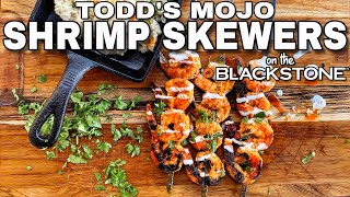 Mojo Marinade Shrimp Skewers with Rice  Blackstone Griddle [upl. by Wengert187]